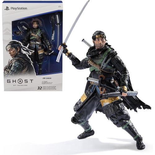 PRE ORDER NOW PlayStation, Ghost of Tsushima, 6” Jin Sakai Samurai Action Figure & 2 Accessories, The Shapes Collection, for PS5 Fans & Collectors