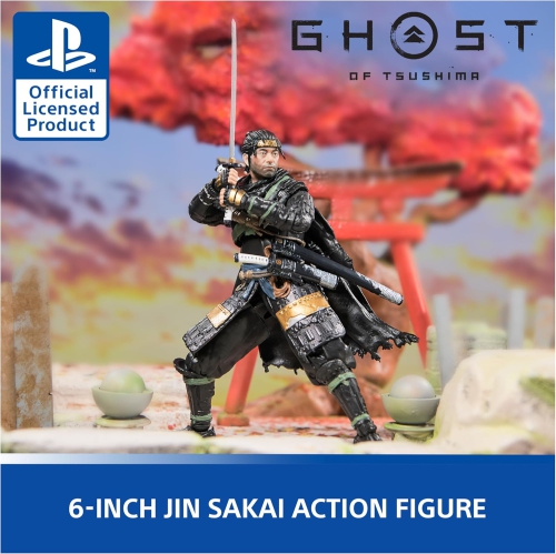 PRE ORDER NOW PlayStation, Ghost of Tsushima, 6” Jin Sakai Samurai Action Figure & 2 Accessories, The Shapes Collection, for PS5 Fans & Collectors