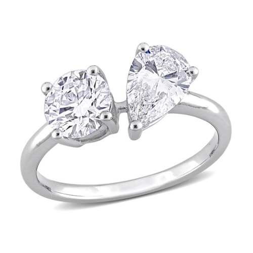 GEM AND HARMONY  2.00 Carat (Ctw Vs1-Vs2, G-H) Lab-Grown Diamond Two Stone Engagement Ring In 14K Gold In White