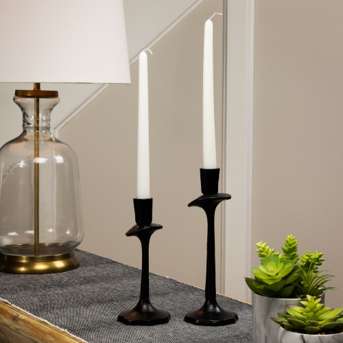 NORTHLIGHT  Taper Candle Holders With Scalloped Base - 9.5" - Set Of 2