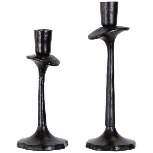 Taper Candle Holders with Scalloped Base - 9.5" - Set of 2