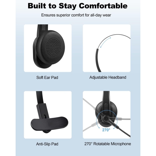 Sarevile Bluetooth Trucker Headset with Upgraded Microphone Noise Canceling for Trucker, Hand Free Wireless Headset with Adapter by SAREVILE - Open Box condition - Image 2