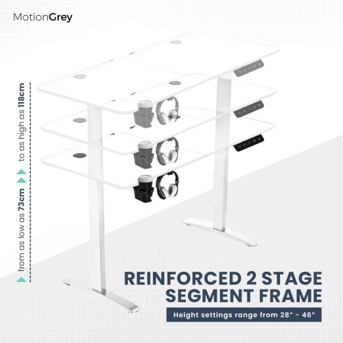Bureau debout à hauteur ajustable à moteur électrique MotionGrey pour la maison et le bureau - Cadre blanc - Exclusivité Best Buy