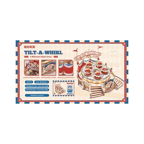 ROKR Tilt-A-Whirl EA04 - 3D Puzzle | 280 Pieces | Lights & Movement | Ages 14+