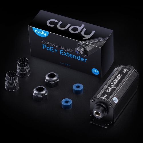 Cudy POE15 – Prolongateur extérieur étanche PoE Gigabit PoE | IP67 étanche, 10/100/1000&nbsp;Mb/s, répéteur PoE à 1 canaux, conforme à la norme IEEE