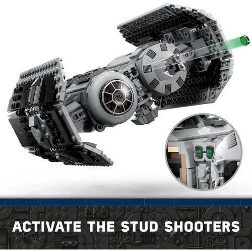 LEGO Star Wars TIE Bomber Model Building Kit, Star Wars Toy Starfighter with Gonk Droid Figure, Darth Vader Minifigure and Lightsaber, Collectible