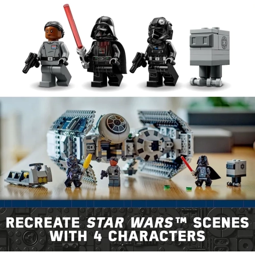 LEGO Star Wars TIE Bomber Model Building Kit, Star Wars Toy Starfighter with Gonk Droid Figure, Darth Vader Minifigure and Lightsaber, Collectible
