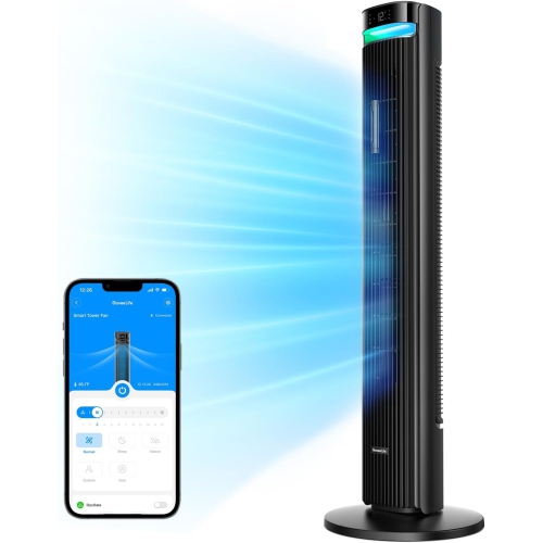 GOOVEELIFE  Goveelife 42" Tower Fan for Bedroom, Smart Floor Fan \w 150° Adjustable Oscillating, App & Voice Control, 5 Modes 12 Speeds Up to 26Ft/s