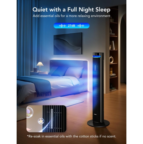 Goveelife 42'' Tower Fan for Bedroom, Smart Floor Fan with 150° Adjustable Oscillating, APP & Voice Control, 5 Modes 12 Speeds up to 26ft/s, 24H