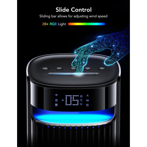 Goveelife 42'' Tower Fan for Bedroom, Smart Floor Fan with 150° Adjustable Oscillating, APP & Voice Control, 5 Modes 12 Speeds up to 26ft/s, 24H