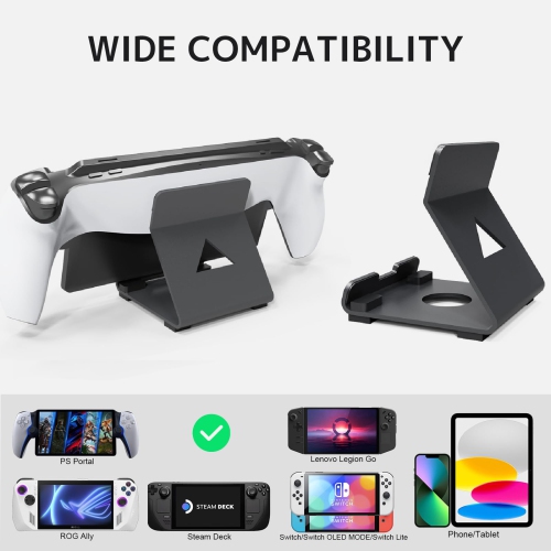 Desktop Stand Compatible PlayStation Portal/ROG Ally/Steam Deck/Switch/Legion Go,Aluminum Phone Stand for Gaming Accessories,Portable Holder Stand