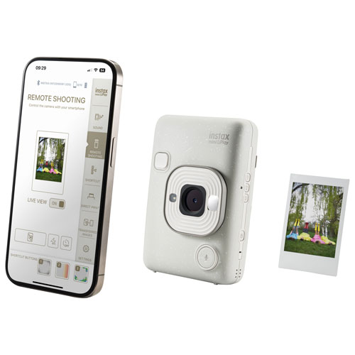 Appareil photo instantané hybride Instax Mini LiPlay de Fujifilm - Blanc vaporeux