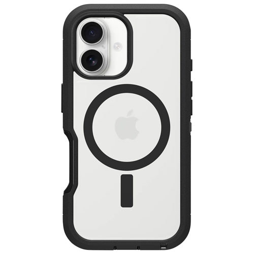Étui rigide ajusté Defender XT d'OtterBox avec MagSafe pour iPhone 16 - Transparent et noir Dark Side