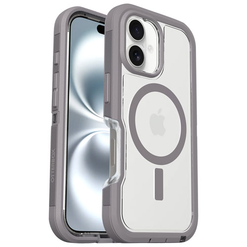 Étui rigide ajusté Defender XT d'OtterBox avec MagSafe pour iPhone 16 - Transparent Snow Capped