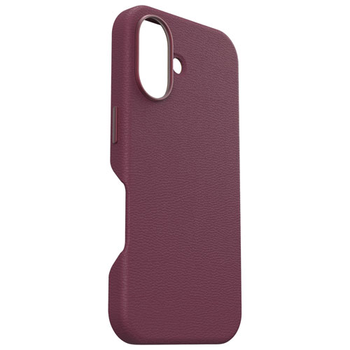 Étui rigide ajusté en cuir de cactus Symmetry d'OtterBox avec MagSafe pour iPhone 16 - Rose Foxberry