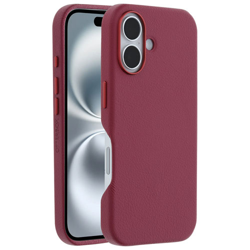 Étui rigide ajusté en cuir de cactus Symmetry d'OtterBox avec MagSafe pour iPhone 16 - Rose Foxberry