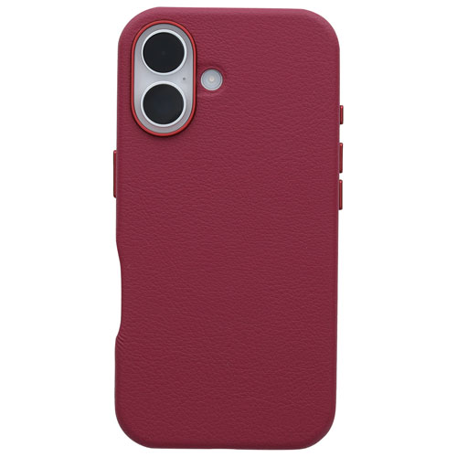 Étui rigide ajusté en cuir de cactus Symmetry d'OtterBox avec MagSafe pour iPhone 16 - Rose Foxberry