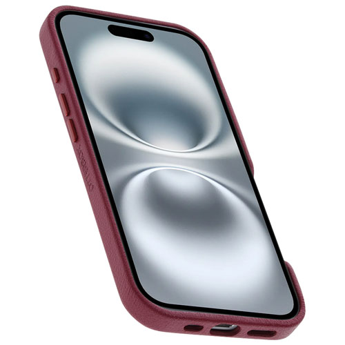 Étui rigide ajusté en cuir de cactus Symmetry d'OtterBox avec MagSafe pour iPhone 16 - Rose Foxberry