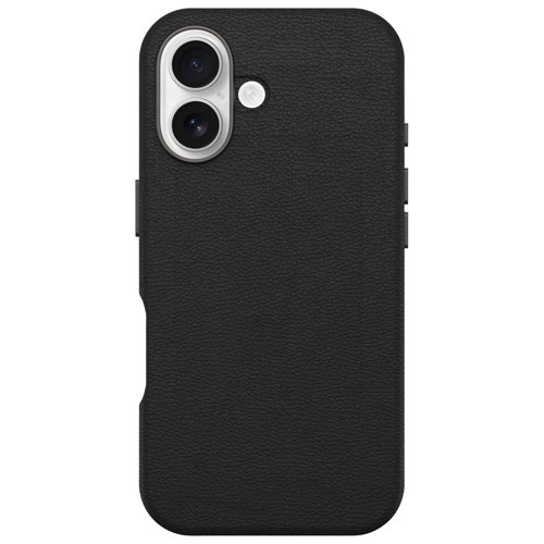 Étui rigide ajusté en cuir de cactus Symmetry d'OtterBox avec MagSafe pour iPhone 16 - Noir cendré