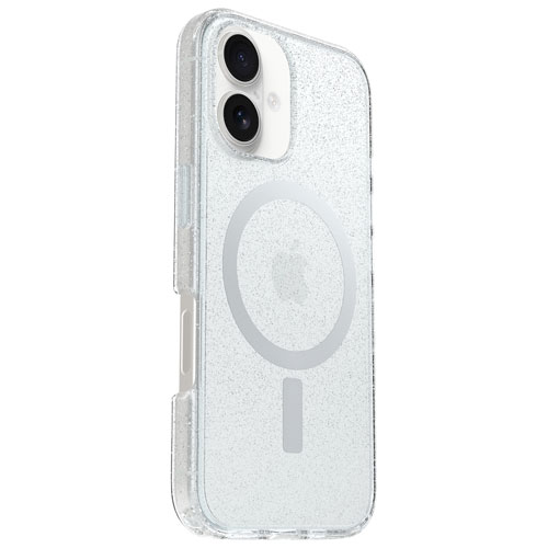 Étui rigide ajusté Symmetry d'OtterBox avec MagSafe pour iPhone 16 - Transparent Stardust 3.0