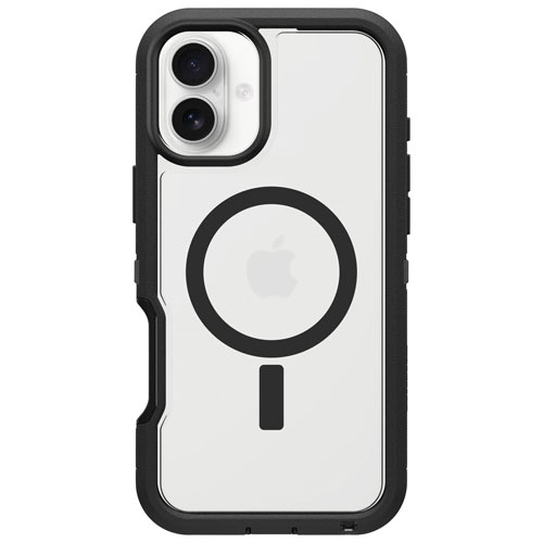 Étui rigide ajusté Defender XT d'OtterBox avec MagSafe pour iPhone 16 Plus - Transparent et noir Dark Side