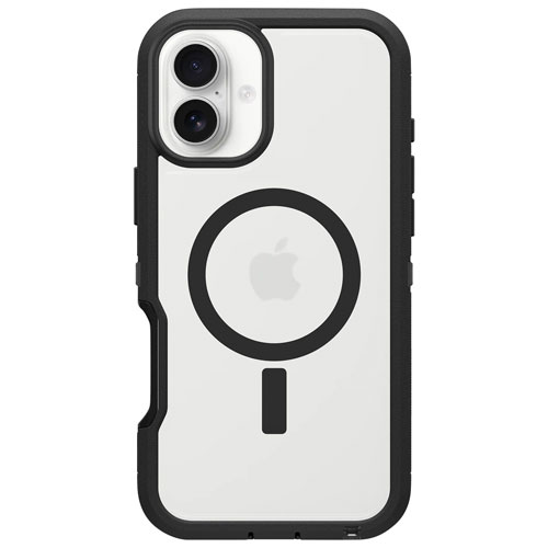 Étui rigide ajusté Defender XT d'OtterBox avec MagSafe pour iPhone 16 Plus - Transparent et noir Dark Side