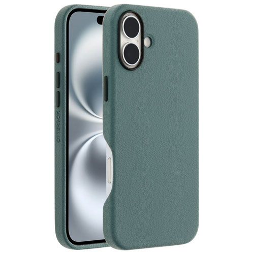 Étui rigide ajusté en cuir de cactus Symmetry d'OtterBox avec MagSafe pour iPhone 16 Plus - Armoise