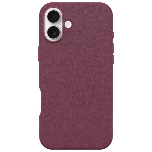 Étui rigide ajusté en cuir de cactus Symmetry d'OtterBox avec MagSafe pour iPhone 16 Plus - Rose Foxberry