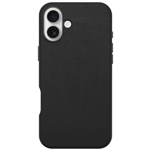 Étui rigide ajusté en cuir de cactus Symmetry d'OtterBox avec MagSafe pour iPhone 16 Plus - Noir cendré