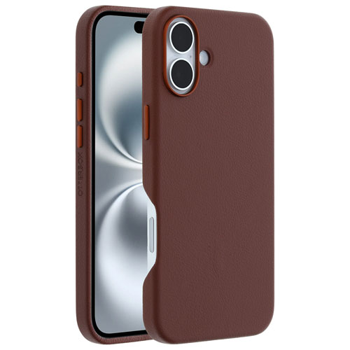 Étui rigide ajusté en cuir de cactus Symmetry d'OtterBox avec MagSafe pour iPhone 16 Plus - Brun Rich Adobe