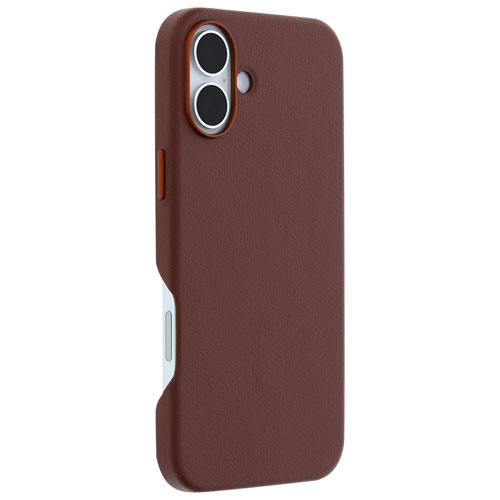 Étui rigide ajusté en cuir de cactus Symmetry d'OtterBox avec MagSafe pour iPhone 16 Plus - Brun Rich Adobe