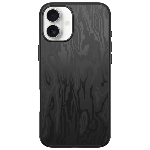 Étui rigide ajusté Symmetry d'OtterBox avec MagSafe pour iPhone 16 Plus - Noir Spruce Bark