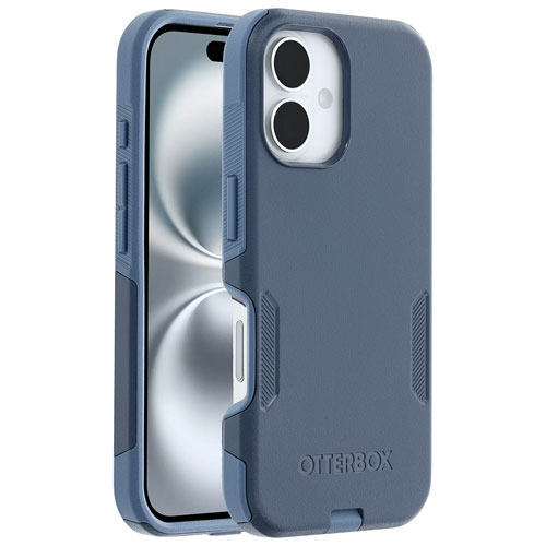 Étui rigide ajusté Commuter d'OtterBox avec MagSafe pour iPhone 16 - Bleu Baby Blue Jeans