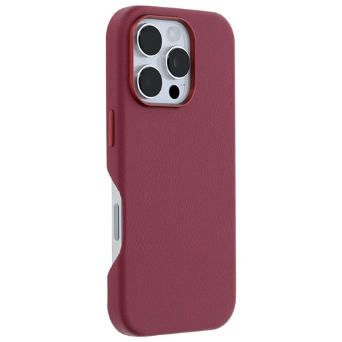Étui rigide ajusté en cuir de cactus Symmetry d'OtterBox avec MagSafe pour iPhone 16 Pro - Maroon Bells