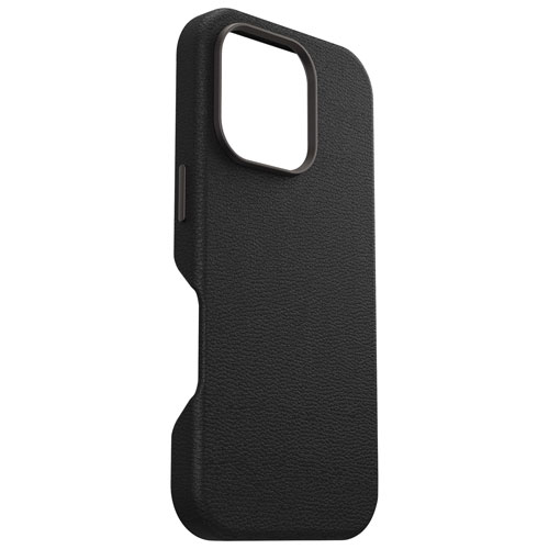 Étui rigide ajusté en cuir de cactus Symmetry d'OtterBox avec MagSafe pour iPhone 16 Pro - Noir cendré