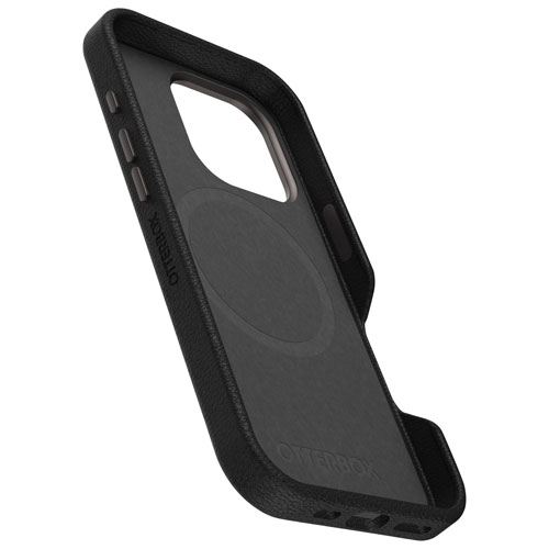 OtterBox Symmetry Cactus Leather Fitted Hard Shell Case with MagSafe for iPhone 16 Pro - Noir Ash