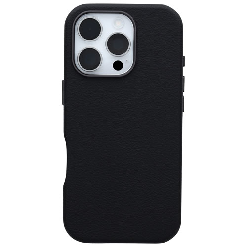 Étui rigide ajusté en cuir de cactus Symmetry d'OtterBox avec MagSafe pour iPhone 16 Pro - Noir cendré