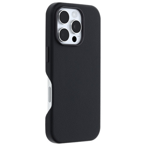 Étui rigide ajusté en cuir de cactus Symmetry d'OtterBox avec MagSafe pour iPhone 16 Pro - Noir cendré