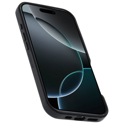 Étui rigide ajusté en cuir de cactus Symmetry d'OtterBox avec MagSafe pour iPhone 16 Pro - Noir cendré