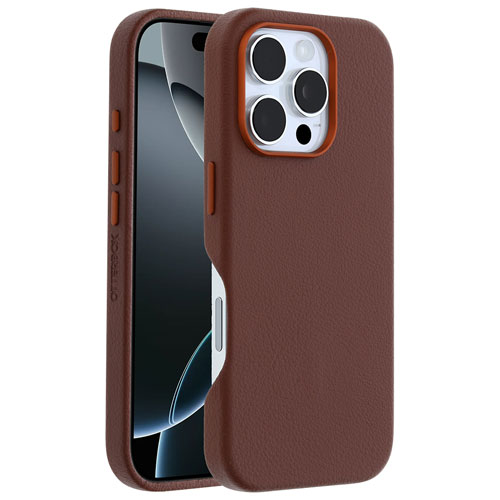 OtterBox Symmetry Cactus Leather Fitted Hard Shell Case with MagSafe for iPhone 16 Pro - Rich Adobe