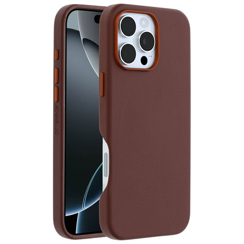 OtterBox Symmetry Cactus Leather Fitted Hard Shell Case with MagSafe for iPhone 16 Pro Max - Rich Adobe