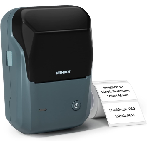 Étiqueteuse NIIMBOT B1 avec identification automatique, imprimante d'étiquettes portative Bluetooth de 2 po facile à utiliser pour le bureau, la