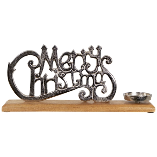 Merry Christmas Metal Sign Votive Candle Holder -15.5"