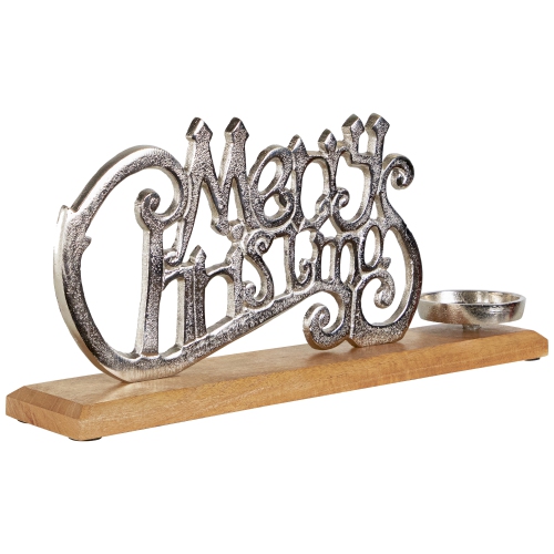 Merry Christmas Metal Sign Votive Candle Holder -15.5"