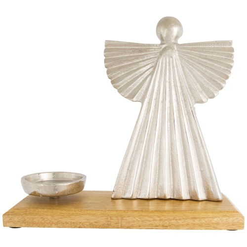 Heavenly Angel Metal Christmas Votive Candle Holder - 10" - Silver
