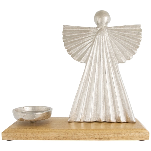 Heavenly Angel Metal Christmas Votive Candle Holder - 10" - Silver