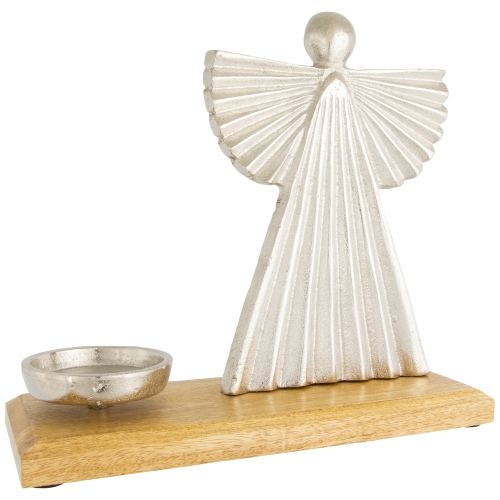 Heavenly Angel Metal Christmas Votive Candle Holder - 10" - Silver