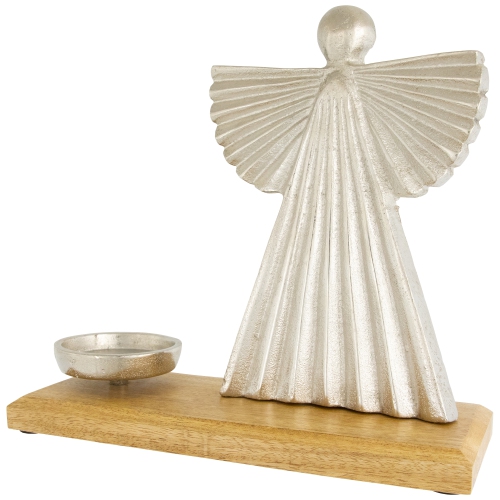 Heavenly Angel Metal Christmas Votive Candle Holder - 10" - Silver