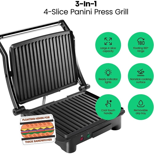 Presse à panini et gril à sandwich Gourmet de Chefman - Noir