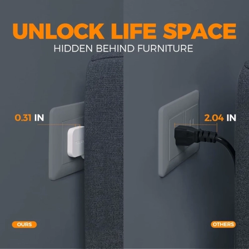 Flat Plug Power Bar with Surge Protector, 5ft Flat Extension Cord, TESSAN Power Strip with 4 Outlets & 3 USB Ports, Ideal for Dorm Rooms, Home,